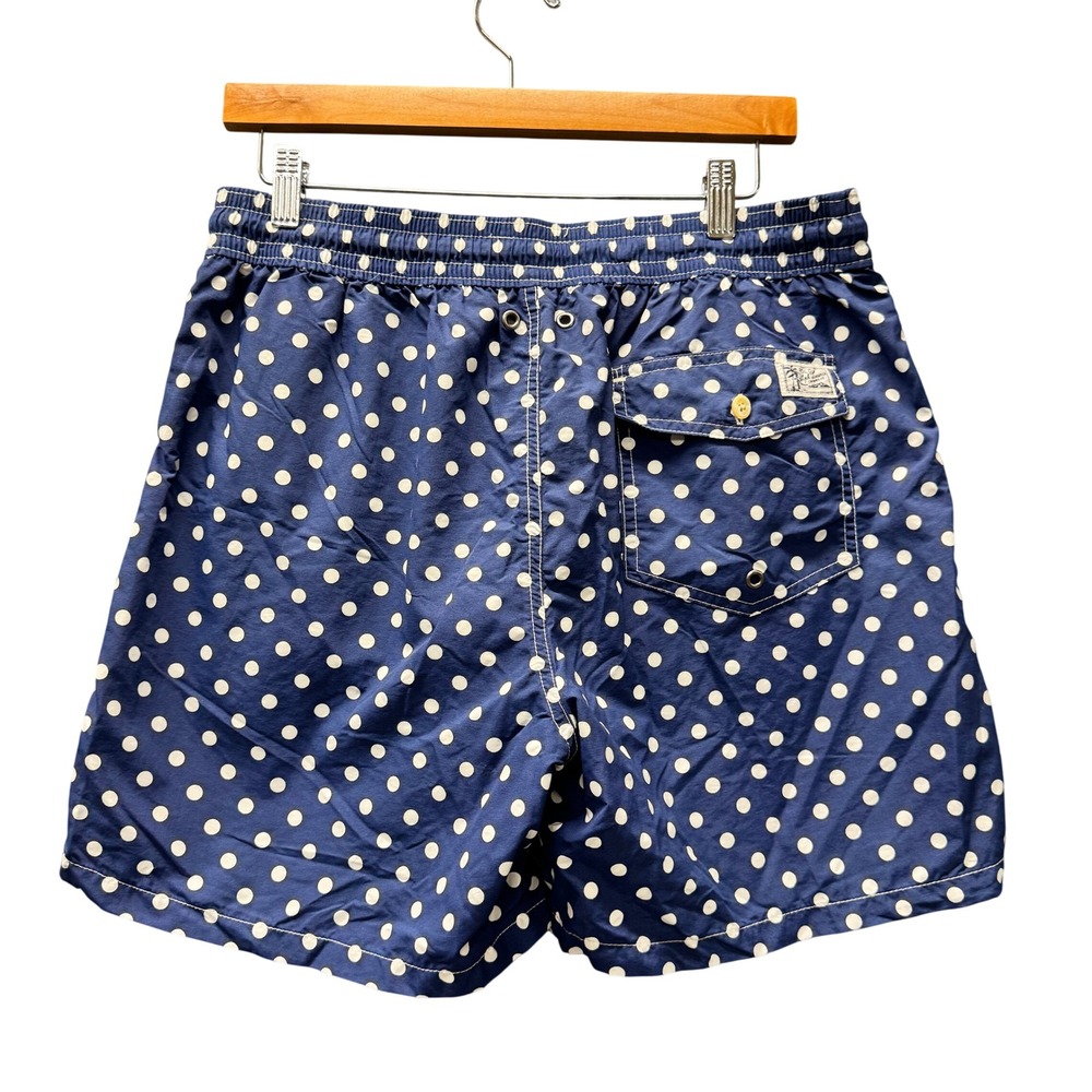 Polo Ralph Lauren Swim Trunks Mens Large Polka Dot Blue Pool Beach Mesh Liner - Picture 4 of 10